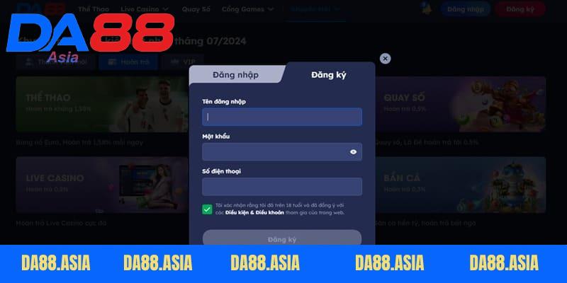 Đăng ký, đăng nhập DA 88 với các thao tác vô cùng đơn giản